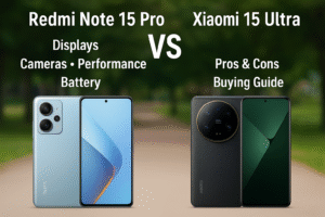 Read more about the article Redmi Note 15 Pro vs Xiaomi 15 Ultra – Displays, Cameras, Performance, Battery, pros & cons, Buying Guide 2025 Flagships.